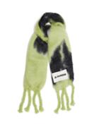 Jil Sander - Logo-patch Printed Mohair-blend Scarf - Womens - Green Multi