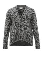 Matchesfashion.com Saint Laurent - Geometric Jacquard Wool Blend Cardigan - Mens - Black Grey