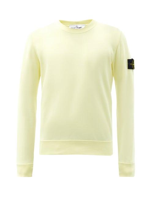 Matchesfashion.com Stone Island - Logo-patch Garment-dyed Cotton Sweatshirt - Mens - Light Yellow