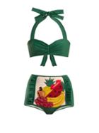 Matchesfashion.com Adriana Degreas - X Charlotte Olympia Tutti Frutti Bikini - Womens - Green Multi