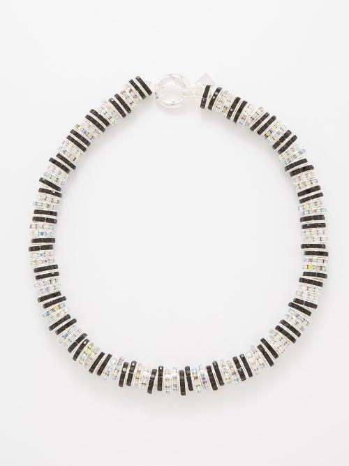 Pearl Octopuss.y - Zebra Crystal & Sterling Silver-plated Necklace - Womens - Silver