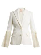 Matchesfashion.com Roksanda - Alden Silk Blend Crepe Blazer - Womens - Ivory