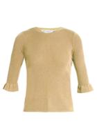 Redvalentino Ruffled-cuff Ribbed-knit Sweater