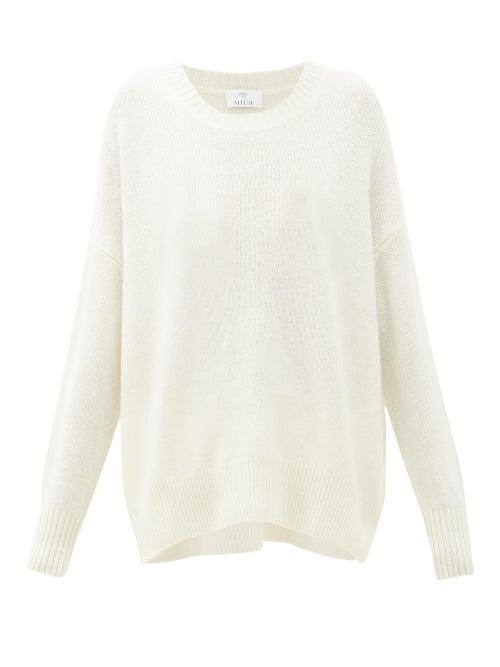 Matchesfashion.com Allude - Oversized Round-neck Cashmere Sweater - Womens - Cream