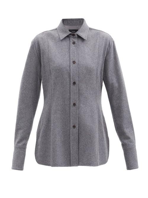 Matchesfashion.com Joseph - Baron Wool-blend Felt Shirt - Womens - Grey
