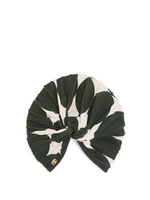 Matchesfashion.com Adriana Degreas - Spot Print Stretch Turban Hat - Womens - Green Multi