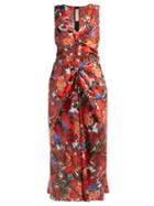 Matchesfashion.com Marni - Duncraig Print Floral Print Coated Cotton Dress - Womens - Red Multi