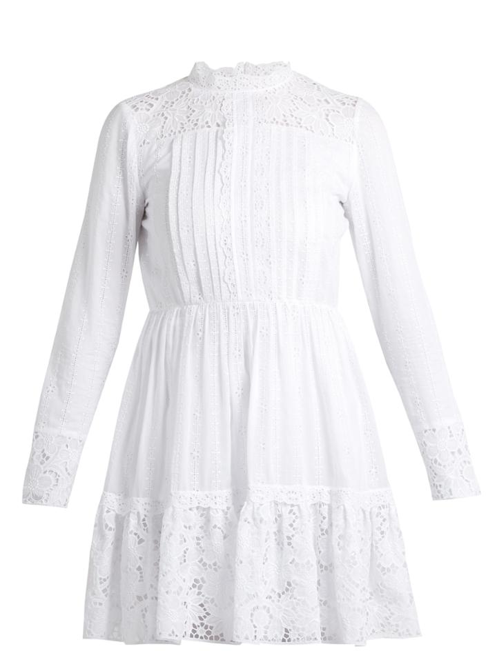 Valentino High-neck Cotton-blend Lace Mini Dress