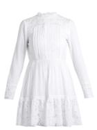 Valentino High-neck Cotton-blend Lace Mini Dress