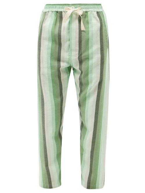 Mens Rtw Marrakshi Life - Striped Drawstring Cotton Trousers - Mens - Green Multi