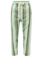 Mens Rtw Marrakshi Life - Striped Drawstring Cotton Trousers - Mens - Green Multi
