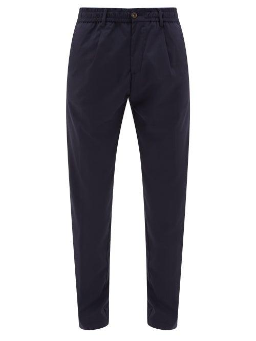 Matchesfashion.com White Sand - Single-pleat Elasticated Trousers - Mens - Navy