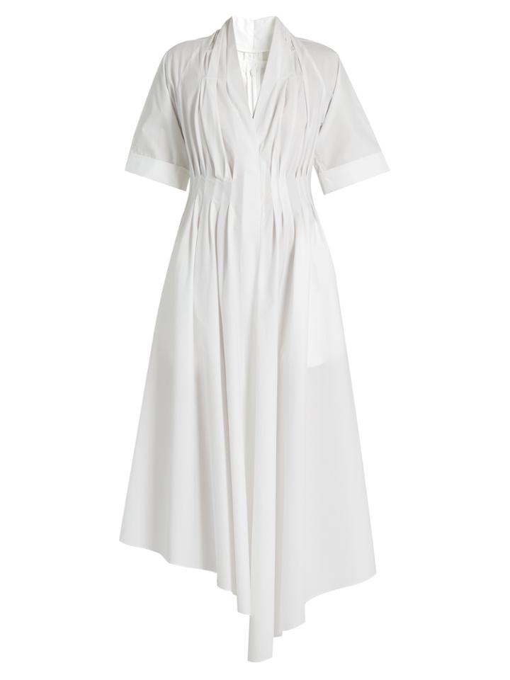 Adam Lippes V-neck Gathered Cotton Dress