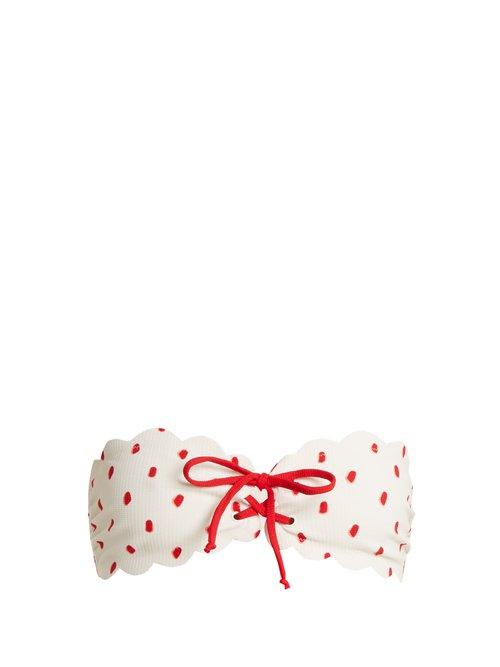 Matchesfashion.com Marysia - Antibes Lace Up Bandeau Bikini Top - Womens - White