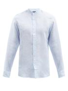 Matchesfashion.com Frescobol Carioca - Jorge Slubbed Linen-muslin Shirt - Mens - Light Blue