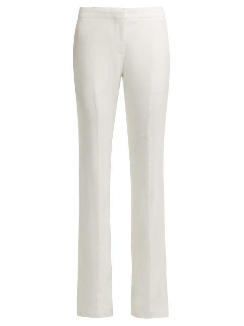 Matchesfashion.com Alexander Mcqueen - Straight Leg Crepe Trousers - Womens - Ivory