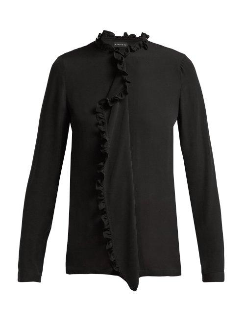 Matchesfashion.com Etro - Jeanette Ruffle Trimmed Silk Crepe De Chine Blouse - Womens - Black