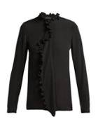 Matchesfashion.com Etro - Jeanette Ruffle Trimmed Silk Crepe De Chine Blouse - Womens - Black