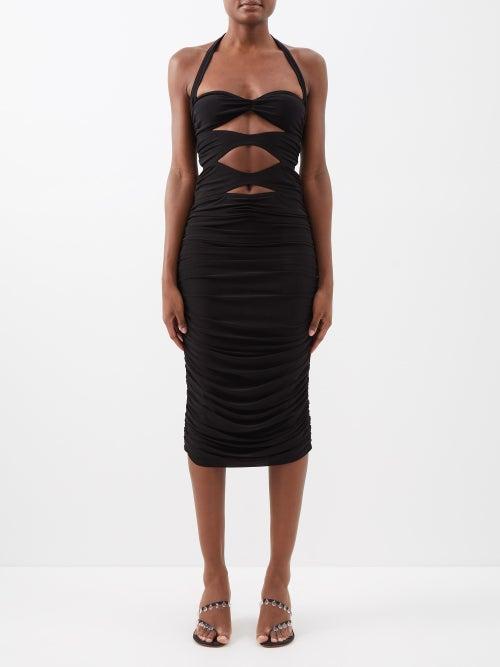 Norma Kamali - Peekaboo Mio Halterneck Stretch-jersey Gown - Womens - Black