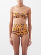 Ulla Johnson - Floral-print Bandeau Bikini Top - Womens - Orange Print