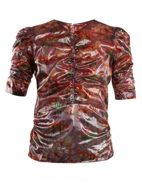 Matchesfashion.com Isabel Marant - Floral Print V Neck Top - Womens - Purple Multi