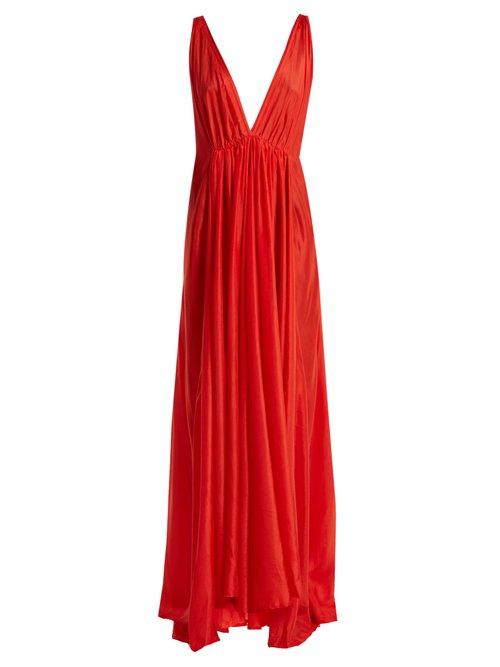 Matchesfashion.com Kalita - Clemence Silk Habotai Maxi Dress - Womens - Red