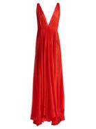 Matchesfashion.com Kalita - Clemence Silk Habotai Maxi Dress - Womens - Red