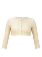 Matchesfashion.com Lisa Marie Fernandez - Cropped Seersucker Cardigan Cover Up - Womens - Cream Gold