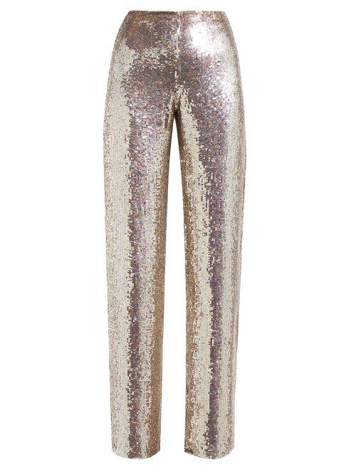 Matchesfashion.com Ashish - Sequin Wide Leg Trousers - Womens - Burgundy