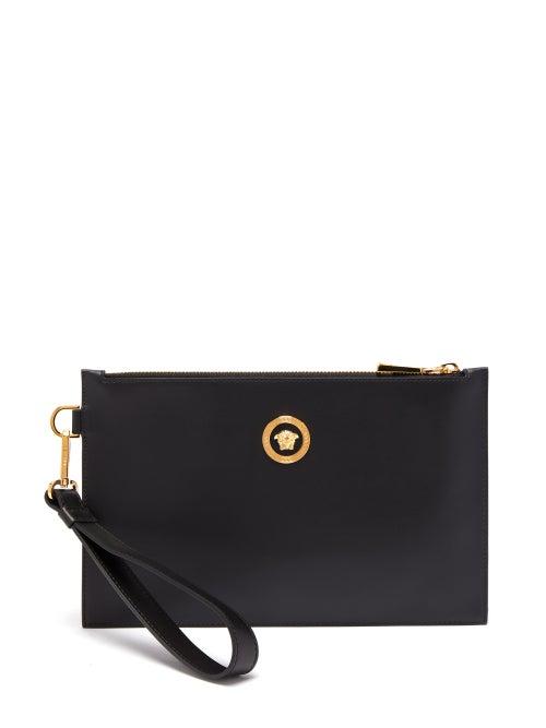 Matchesfashion.com Versace - Medusa Head Roundel Leather Pouch Bag - Mens - Black