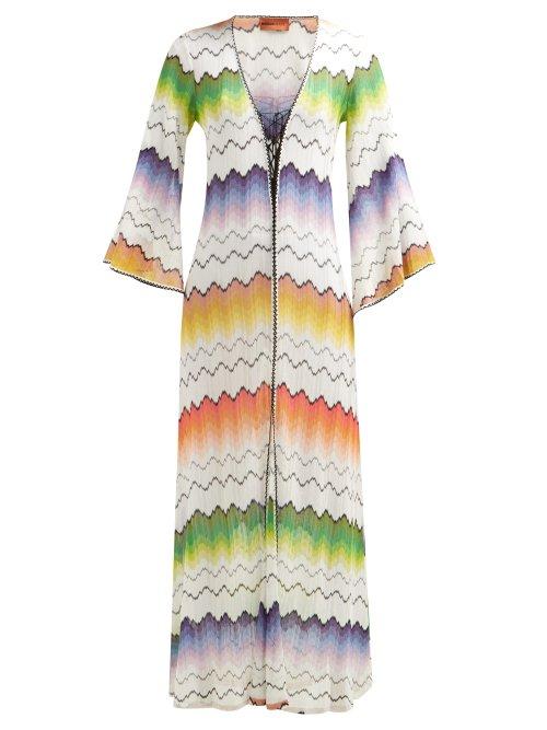 Matchesfashion.com Missoni Mare - Zigzag Crochet Knit Kaftan - Womens - White Multi