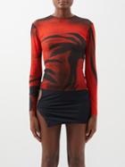 Louisa Ballou - Queen Print Mesh Top - Womens - Black Red