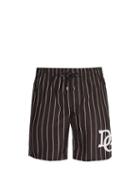 Matchesfashion.com Dolce & Gabbana - D & G Varsity Stripe Logo Swim Shorts - Mens - Black