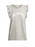 Matchesfashion.com The Upside - Frill Muscle Logo Printed Tank Top - Womens - Grey