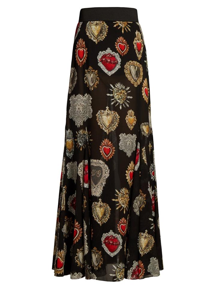Dolce & Gabbana Heart-print Fluted Skirt