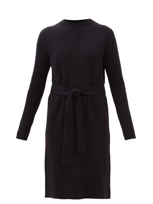 Raey - Recycled Cashmere-blend Ribbed Knee-length Dress - Womens - Dark Navy