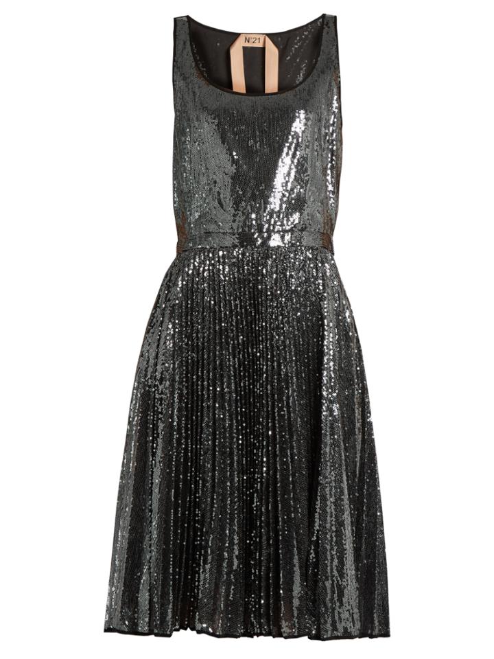 No. 21 Sequin-embellished Pleated Dress