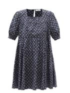 Merlette - Eemnes Batik-print Cotton-poplin Mini Dress - Womens - Navy Print