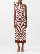 Johanna Ortiz - Lagunas De Amor Wool Midi Dress - Womens - Brown Multi