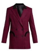 Matchesfashion.com Blaz Milano - Fair & Square Gingham Double Breasted Wool Blazer - Womens - Dark Pink