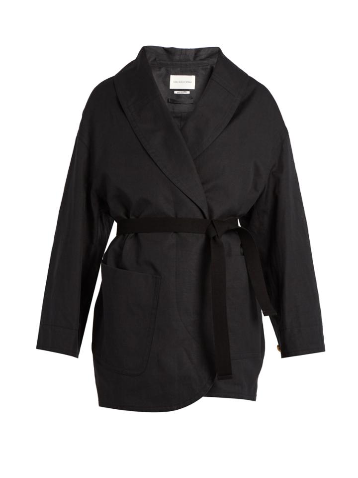 Isabel Marant Étoile Ilona Tie-waist Cotton And Linen-blend Coat