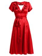 Matchesfashion.com Rhode Resort - Celia Ruffle Trimmed Silk Dress - Womens - Red