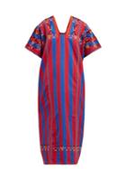 Matchesfashion.com Pippa Holt - No.132 Embroidered Striped Cotton Kaftan - Womens - Navy Multi