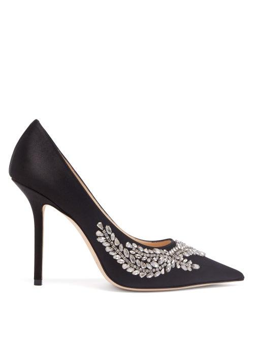 Matchesfashion.com Jimmy Choo - Love Crystal-embellished Satin Pumps - Womens - Black