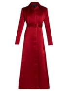 Matchesfashion.com The Row - Neyton Washed Duchess Satin Long Line Coat - Womens - Red