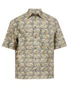 Matchesfashion.com Bottega Veneta - Fish Puzzle Print Cotton Shirt - Mens - Beige