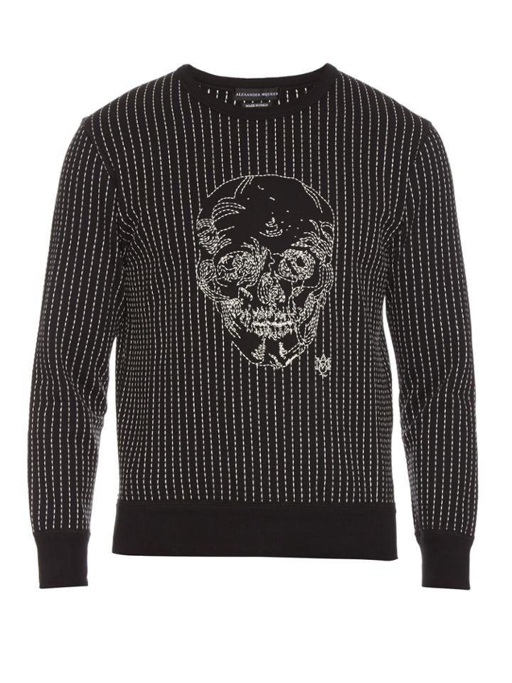 Alexander Mcqueen Embroidered-skull Long-sleeved Sweatshirt