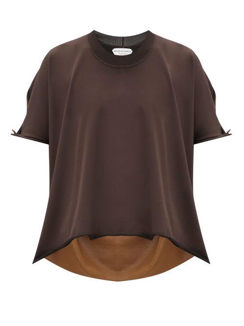 Matchesfashion.com Bottega Veneta - Bi-colour Raw-hem Knitted Top - Womens - Brown Multi