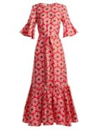 La Doublej Editions Curly Swing Floral-print Silk Maxi Dress