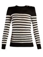 Balmain Button-embellished Striped Sweater